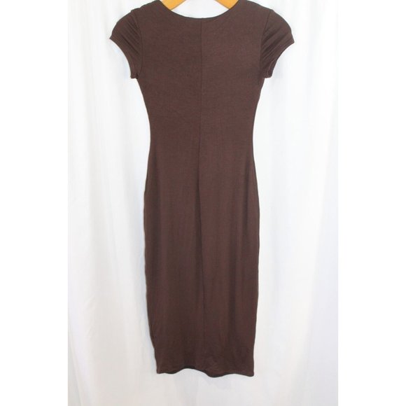 NWT See You Monday Womens Juniors Brown Short Sleeve Stretch Dress XS - Picture 4 of 5